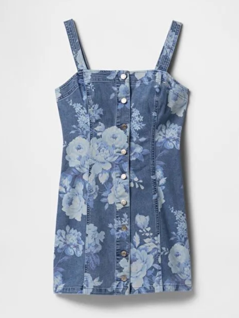 Gap blue floral button-front denim mini dress